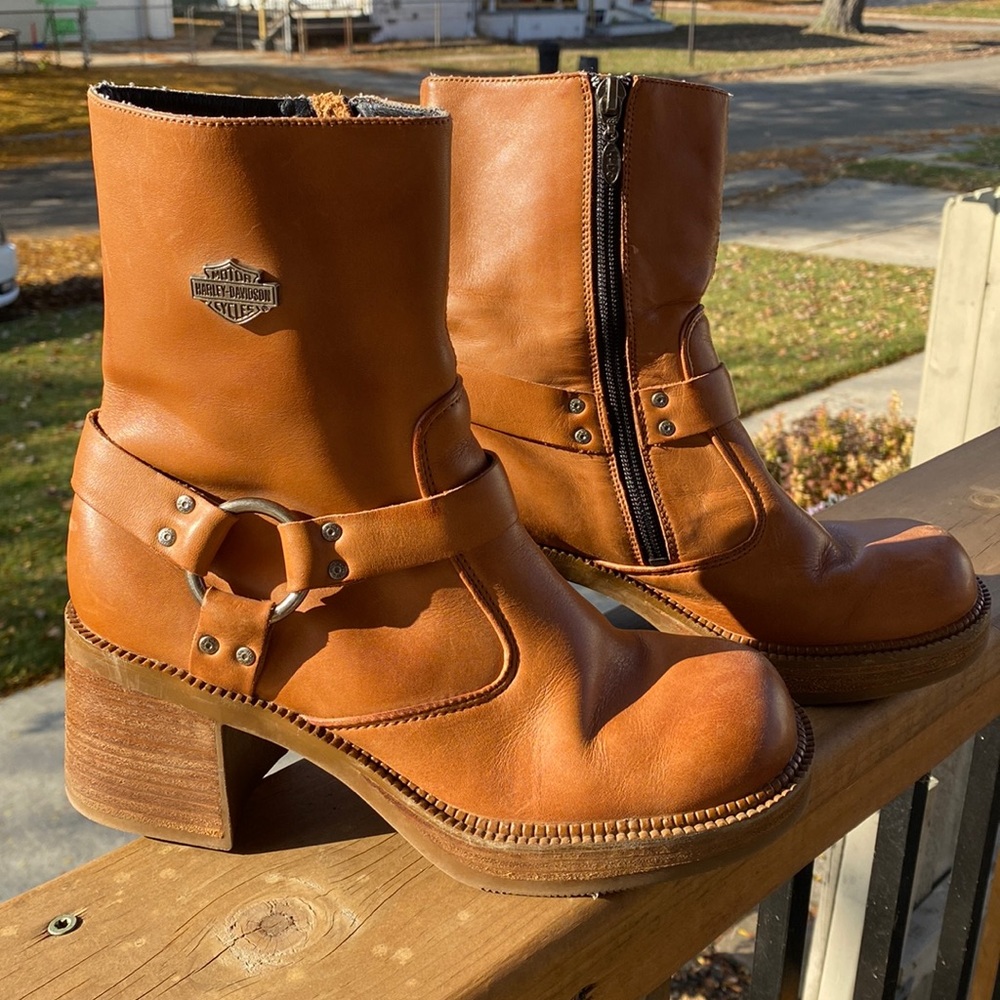 Harley-Davidson Chunky Heeled Leather Boots
